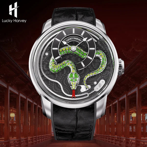 Lucky Harvey Green Enamel Snake Automata