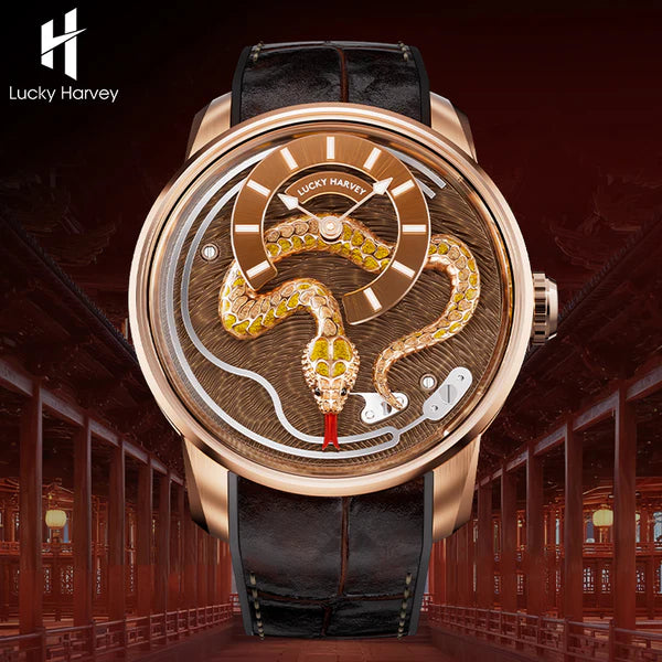 Lucky Harvey Gold Enamel Snake Automata