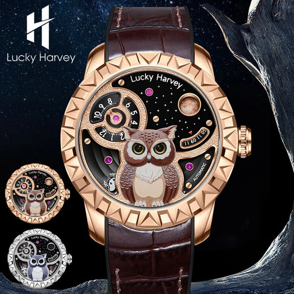 Lucky Harvey Rose Gold Owl Automatic
