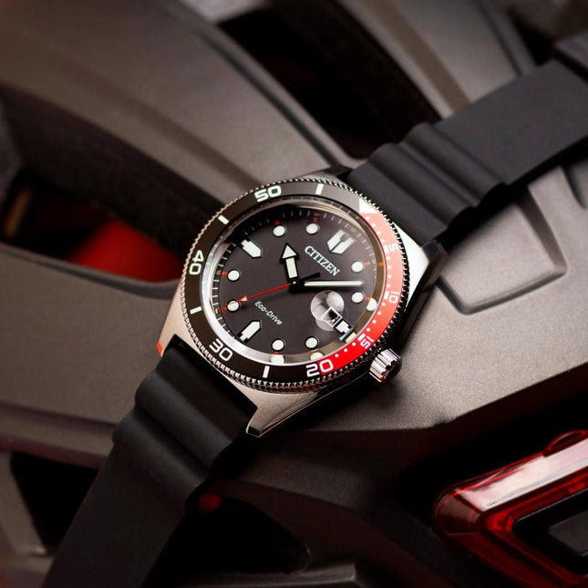 Citizen Eco Drive AW1769-10E Black Dial Black Urathane Strap