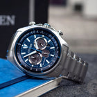 Citizen Eco Drive CA4560-81L Men Chronograph Blue Dial Stainless Steel Strap