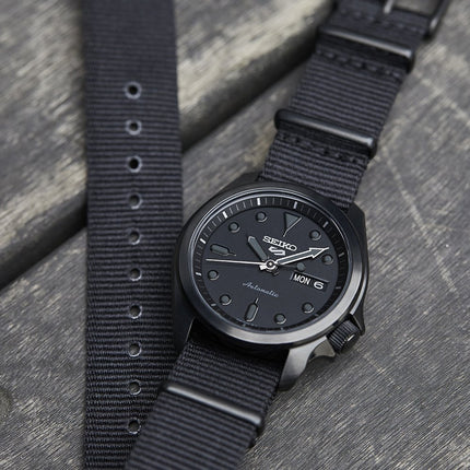 Seiko 5 Sports SRPE69K1 Automatic Street Style Black Dial Black Nylon Strap