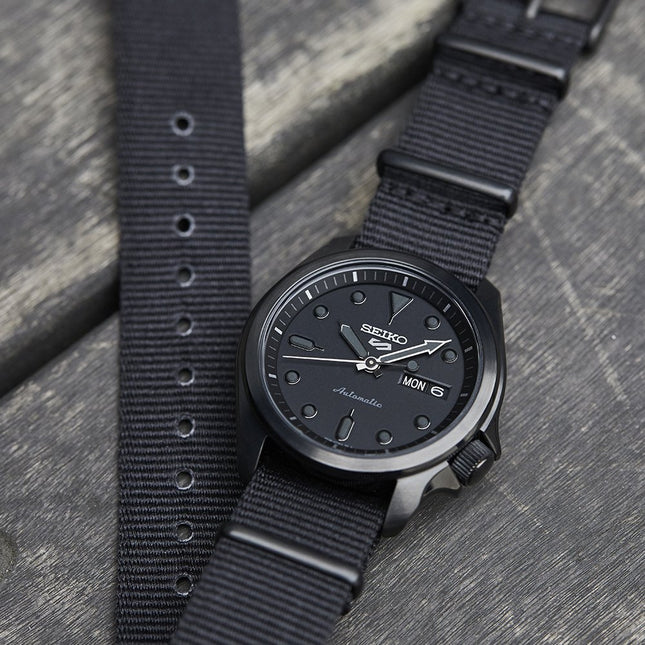 Seiko 5 Sports SRPE69K1 Automatic Street Style Black Dial Black Nylon Strap