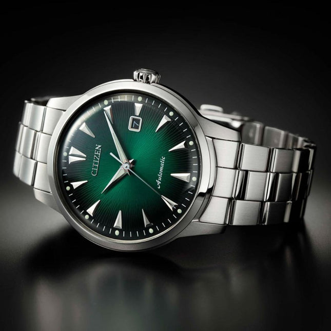 Citizen Mechanical NK0007-88X Kuroshio 64 Series Green Dial Stainless Steel Strap Limited Edition