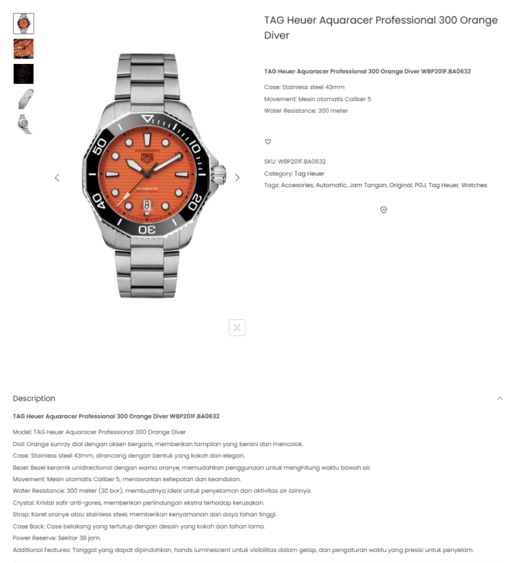 TAG Heuer Aquaracer Professional 300 Orange Diver