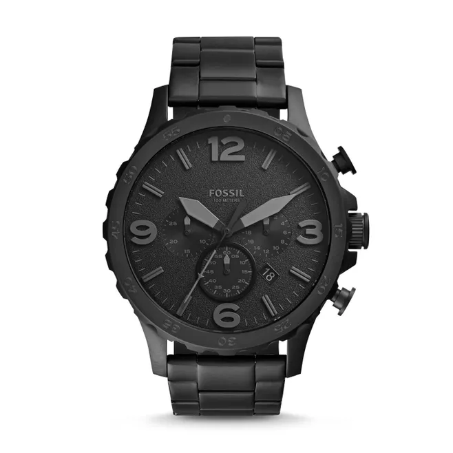 Nate chronograph black stainless steel watch