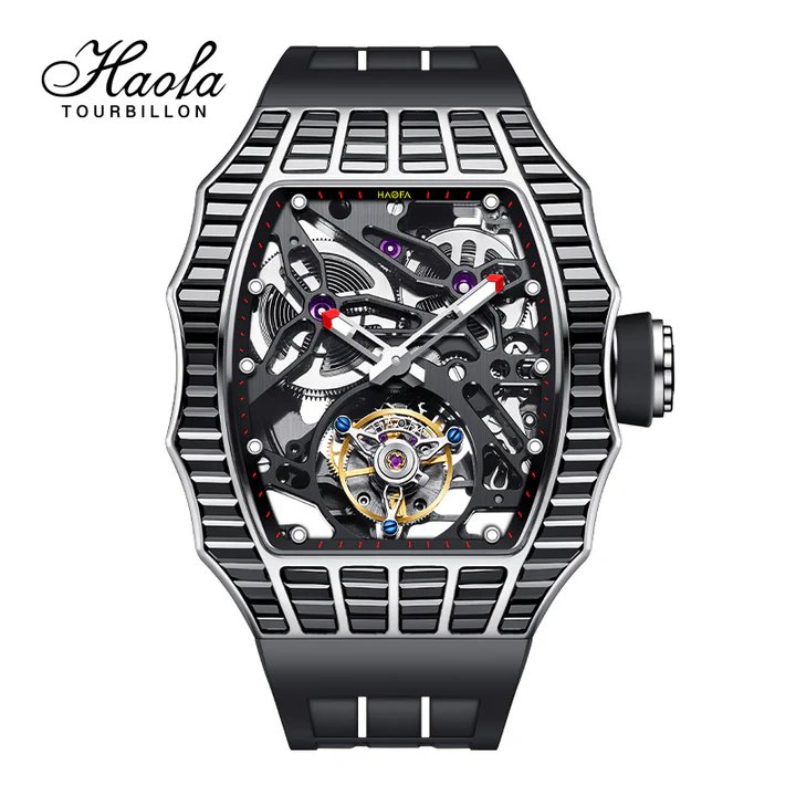 Haofa 2310 Trapezoidal Steel Crystal Tourbillon